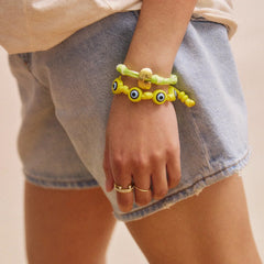 Knotty Good Eye Cord Bracelet - Yellow