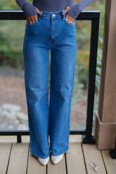 Kate Wide Leg Jeans- Medium Stone