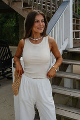 Sleeveless Ribbed Top-Cream