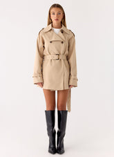 Jackie Mini Trench Coat - Tan