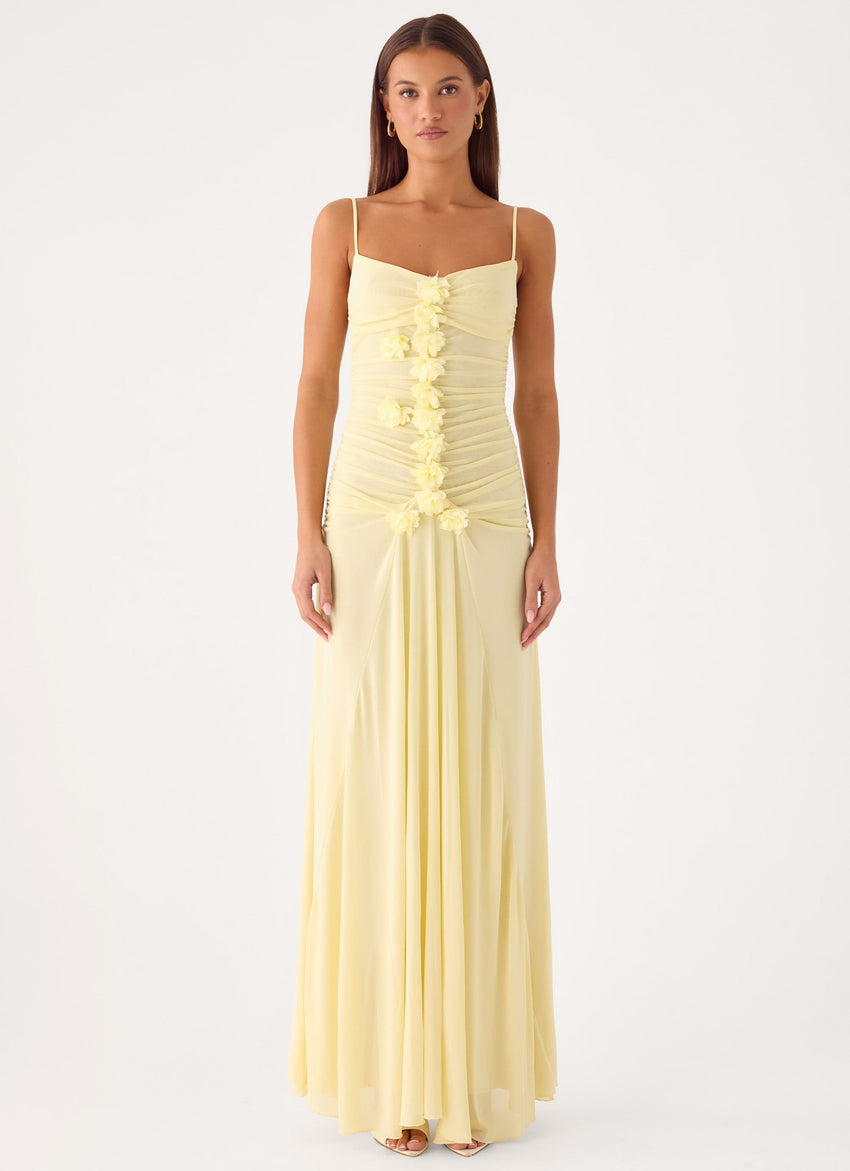 Marcia Flower Maxi Dress - Yellow