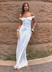 Melany Maxi Dress - White Polkadot