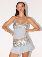 Merinda Halter Top - Misty Blue