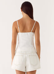 Owen A-Line Denim Shorts - White