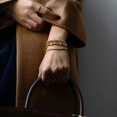 Gold/Pavé Repeating Initial Pisa Bracelet - S