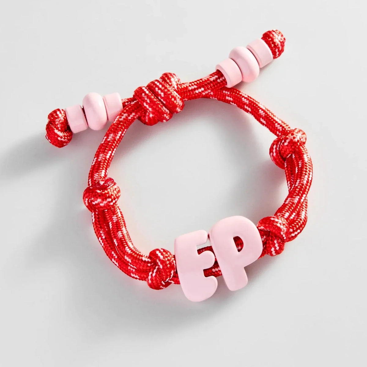 Knotty Enamel Initial Custom Bracelet - Red/Pink Double Letter
