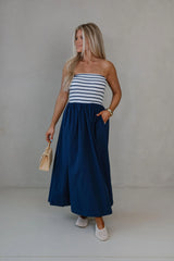 Pennie Flowy Midi Dress-Navy