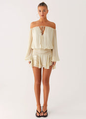 Eira Balloon Sleeve Mini Dress - Ivory