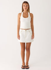 Julien Mid Rise Denim Mini Skirt - Ivory