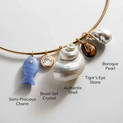 Kacey Removable Charm Collar Necklace - Gold/Pearl