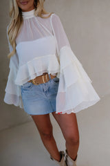 Monroe Bell Sleeve Top-Cream